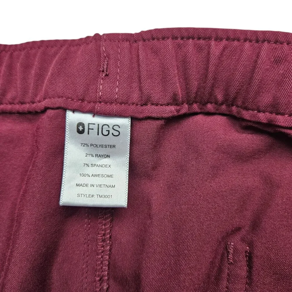 FIGS Cairo Cargo Scrub Pants Mens Large Burgundy Straight Leg